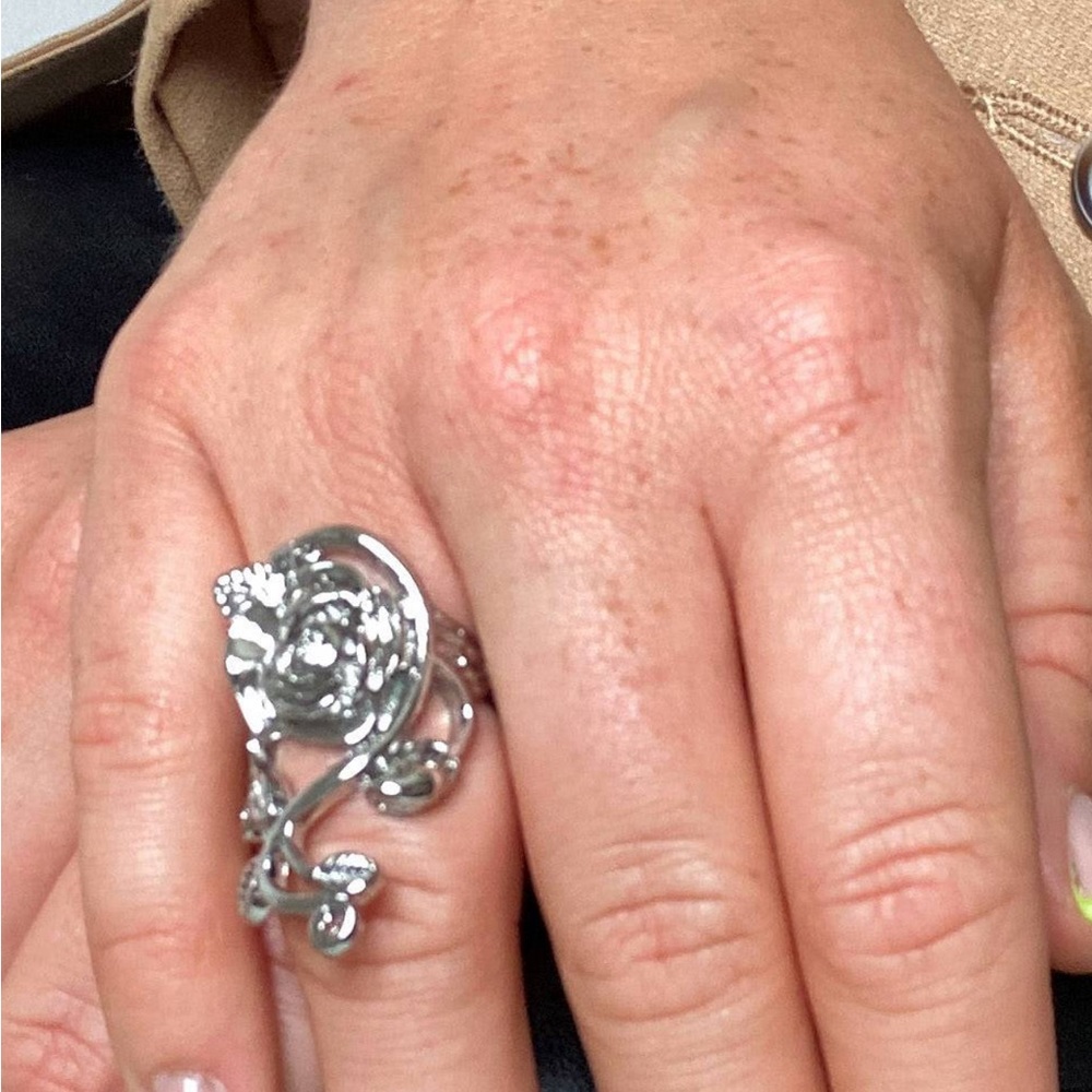 Topshop oversized rose ring in silver